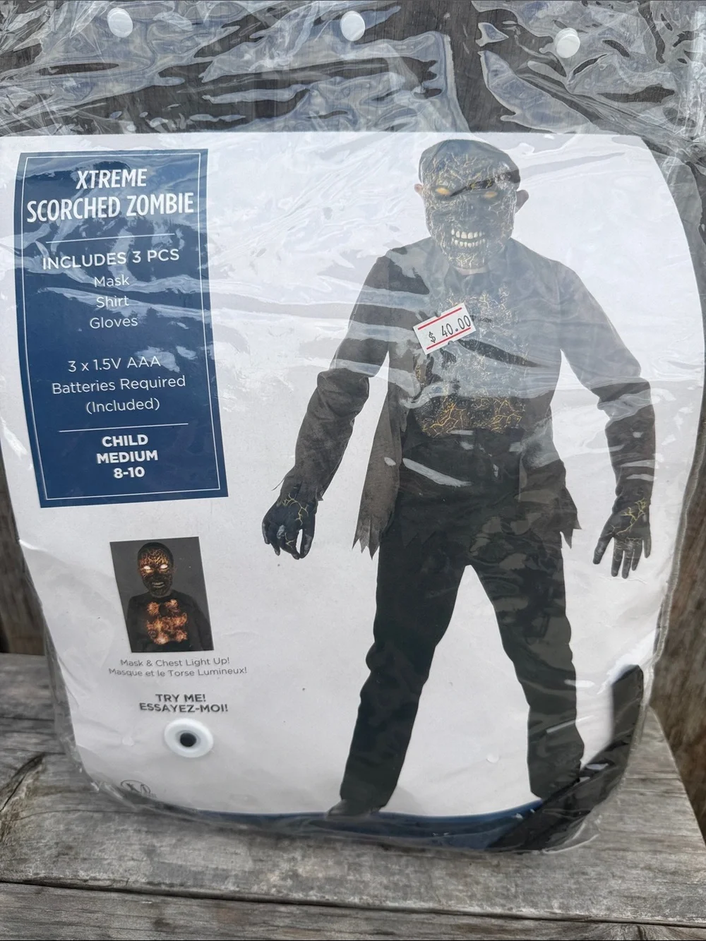Kids Party City/Amscan Xtreme Scorched Zombie Costume - Black with Gold Accents